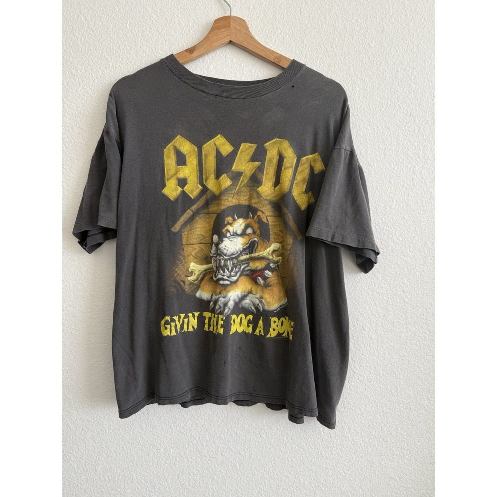 VTG ACDC Givin The Dog A Bone T-Shirt XL Black Made In USA single stitch